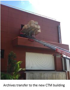 AGS transferring archive boxes to new CTM building in Martinique